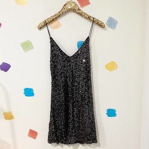 M Lulus Black Sequin Mini Dress NWT